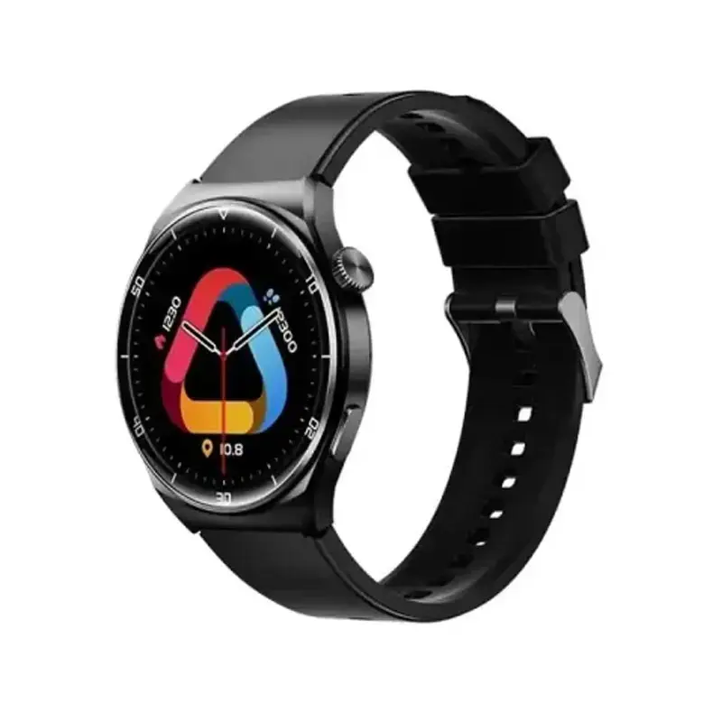 Round AMOLED sport smartwatch with metal bezel