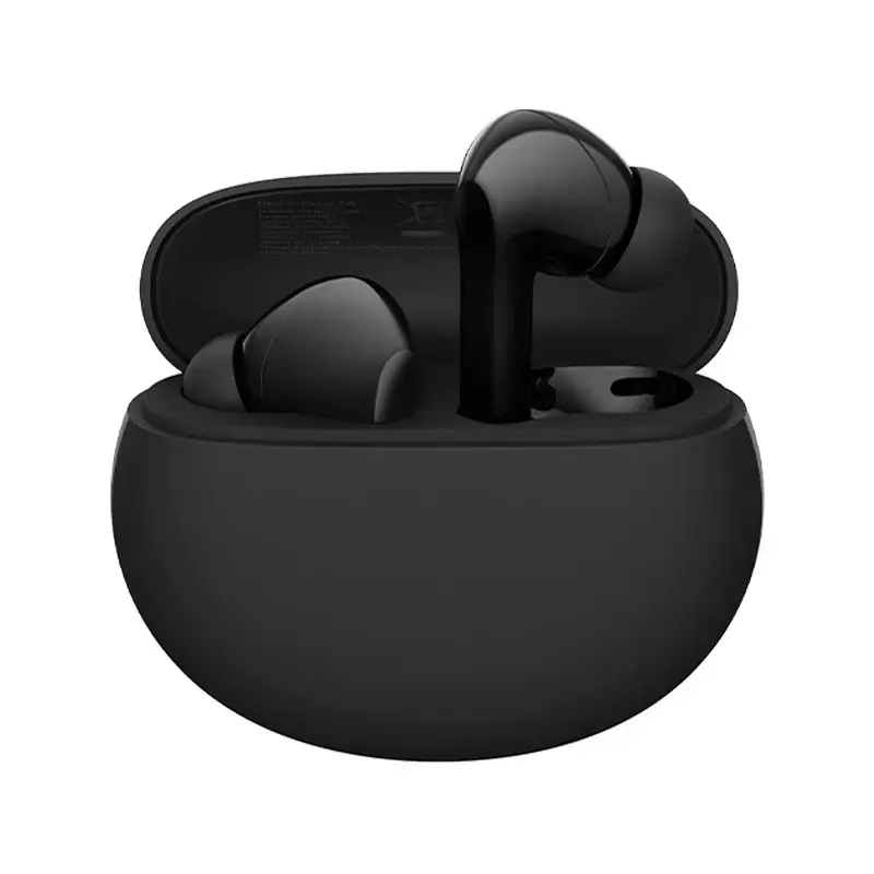 Round-case wireless earbuds with AI call noise cancellation