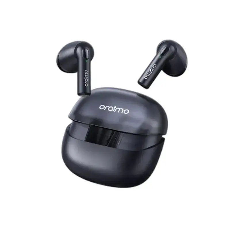 Half-in-ear wireless earbuds with translucent case