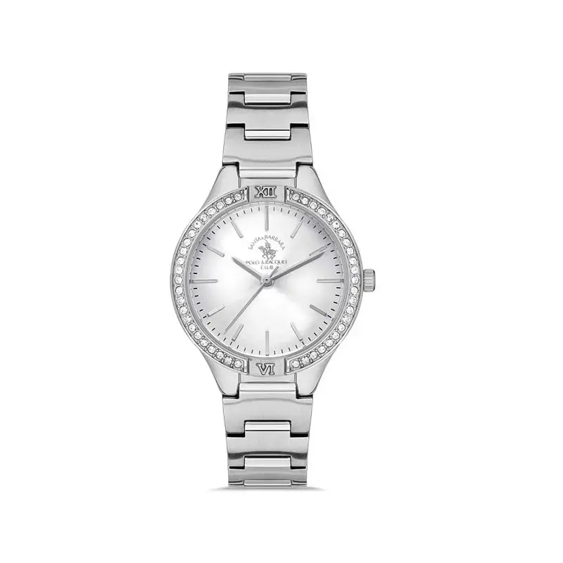 Ladies' slim crystal watch, silver