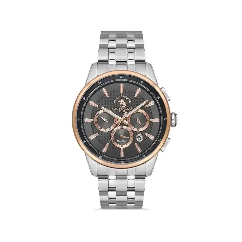 Men's chronograph steel bracelet watch with tachymeter bezel