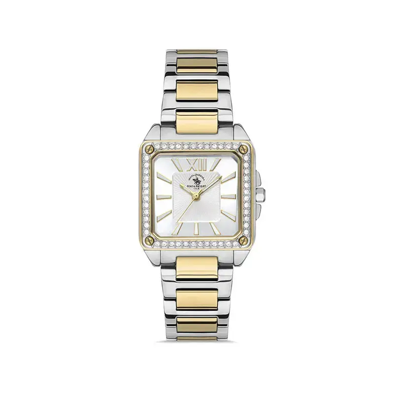 Ladies' square crystal-bezel watch with Roman numerals