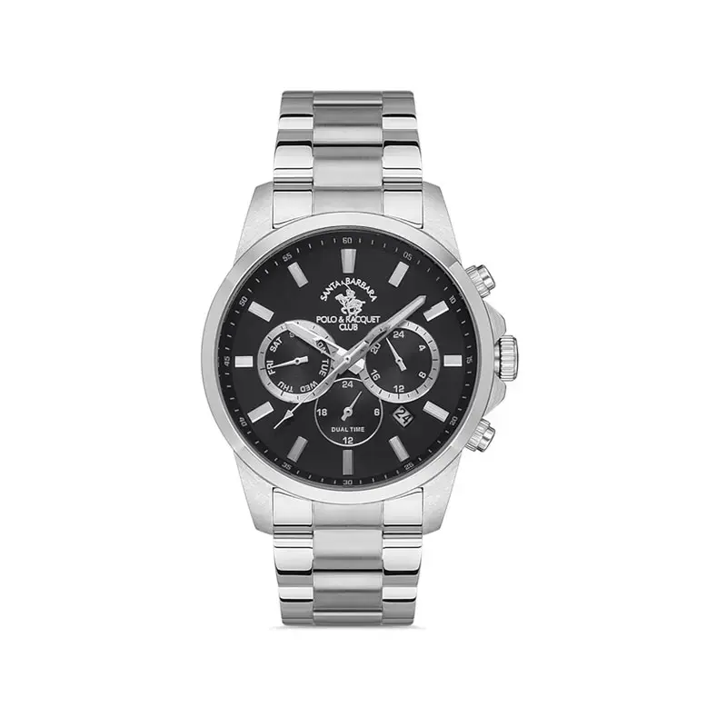 Men's dual-time chronograph bracelet watch