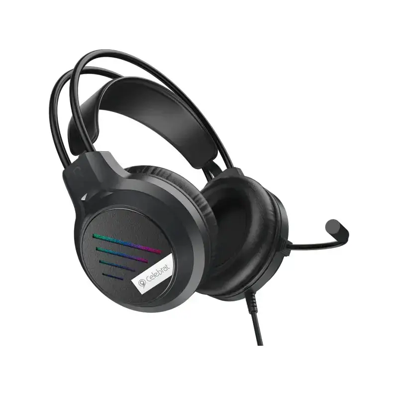 RGB wired gaming headset with boom microphone